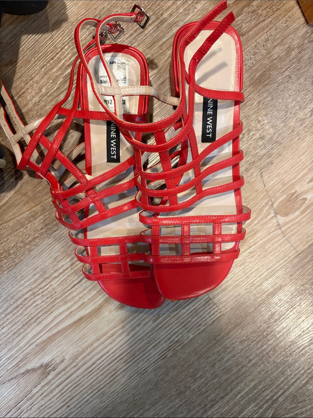 Nine West Red Multi-Strap Flat Sandals